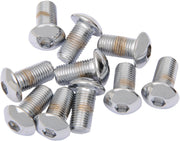 Drag Specialties Replacement Button Head Bolts Chrome Polished Silver 10 Pack