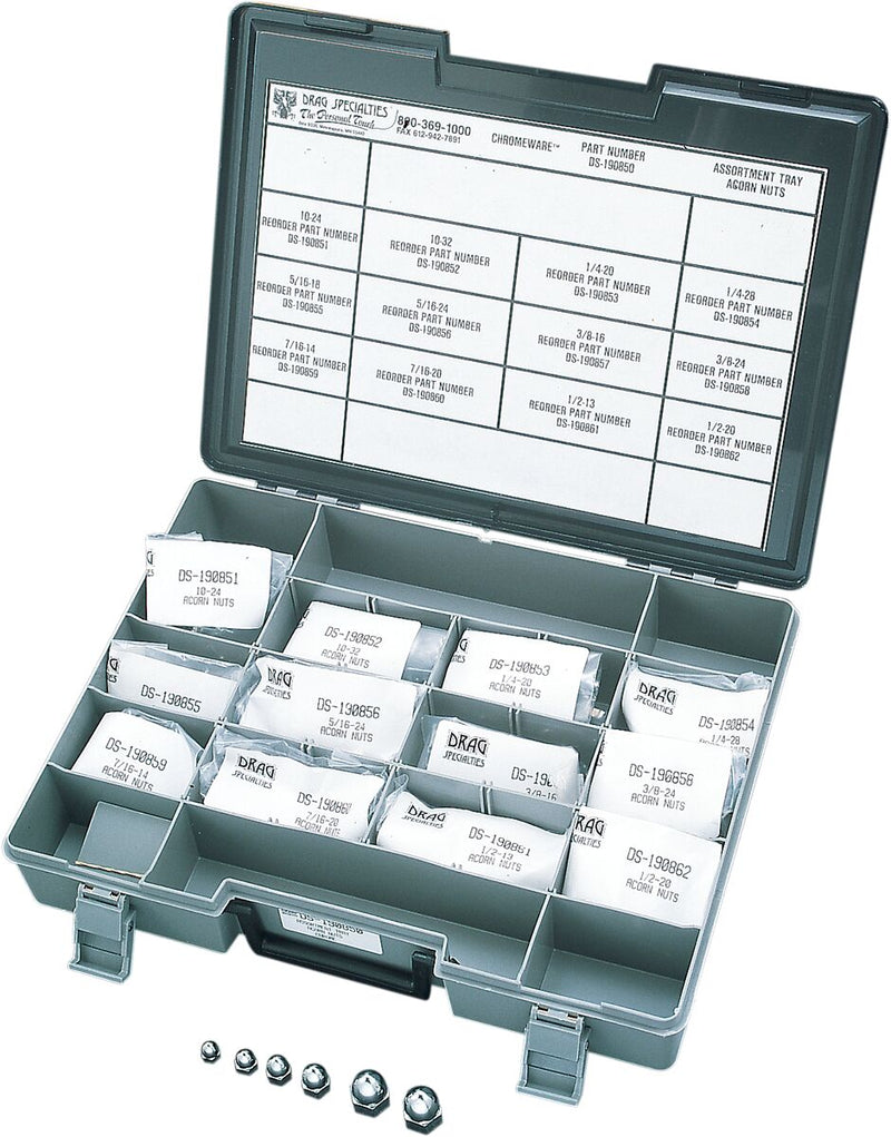 Drag Specialties Acorn Nut Assortment Kit Chrome Silver Multi Functional - MK152