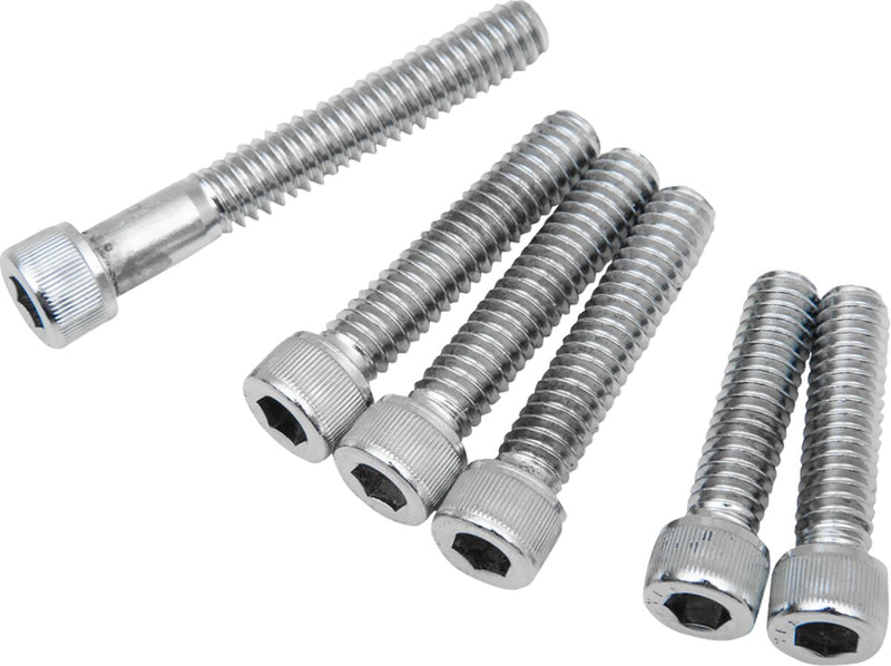 Drag Specialties Cam Cover Bolt Kit Chrome Silver Knurled Socket-Head Steel