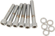 Drag Specialties Cam Cover Bolt Kit Chrome Silver Knurled Socket-Head Steel - MK212
