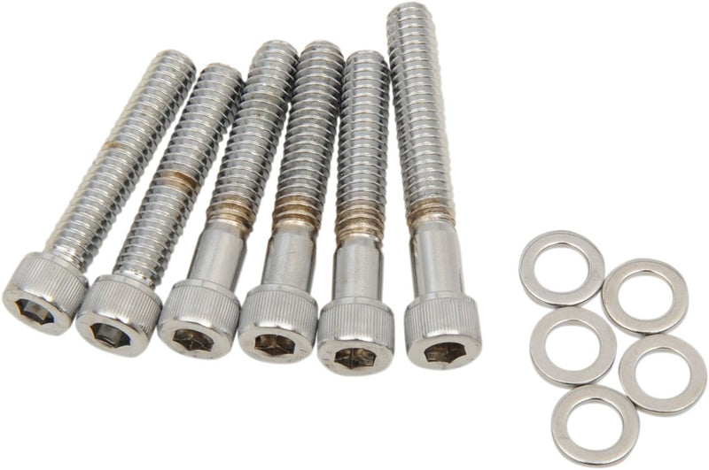 Drag Specialties Cam Cover Bolt Kit Chrome Silver Knurled Socket-Head Steel