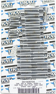 Drag Specialties Cam/Primary/Transmission Cover Bolt Set Chrome Silver Smooth Socket-Head Cam Cover Derby Cover