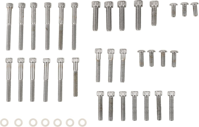 Drag Specialties Cam/Primary/Transmission Cover Bolt Set Chrome Silver Knurled Socket-Head Cam Cover Derby Cover