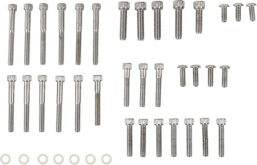 Drag Specialties Cam/Primary/Transmission Cover Bolt Set Chrome Silver Knurled Socket-Head Cam Cover Derby Cover