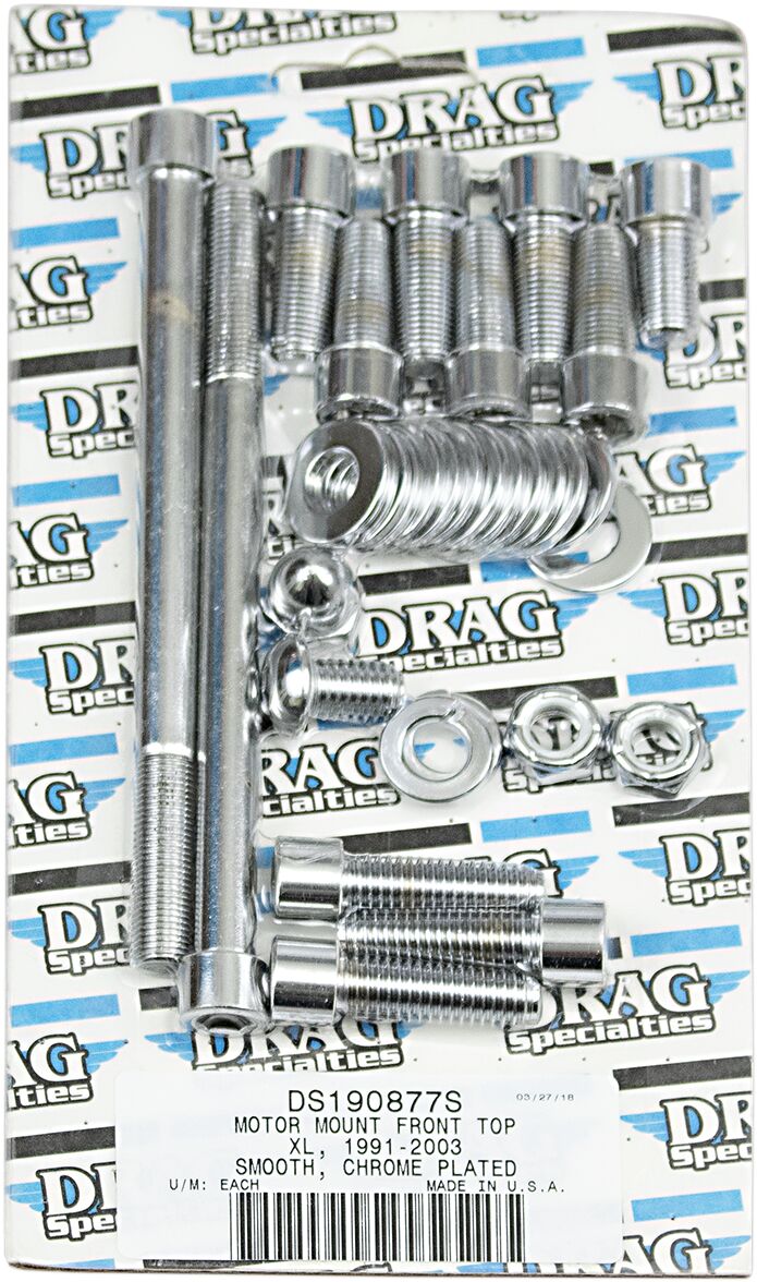 Drag Specialties Motor Mount Bolt Set Chrome Silver Smooth Socket-Head