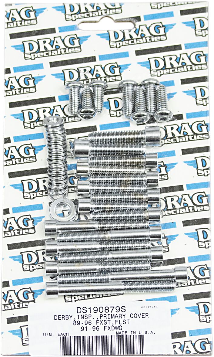Drag Specialties Inner and Outer Primary/Derby/Inspection Covers Bolt Set Chrome Silver Smooth Socket-Head Derby Cover Inner Primary Cover - MK266S