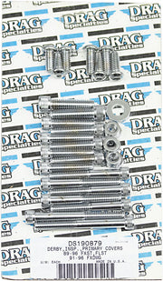 Drag Specialties Inner and Outer Primary/Derby/Inspection Covers Bolt Set Chrome Silver Knurled Socket-Head Derby Cover Inner Primary Cover