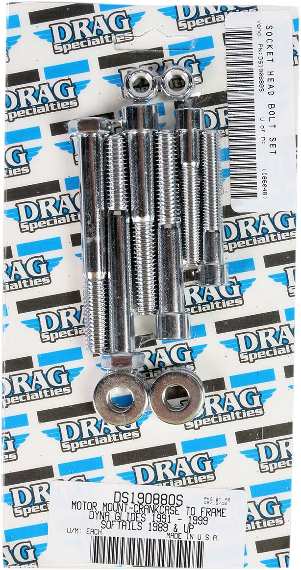 Drag Specialties Motor Mount Bolt Set Chrome Silver Smooth Socket-Head - MK267S
