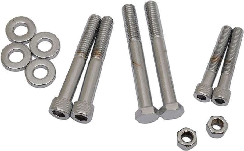 Drag Specialties Motor Mount Bolt Set Chrome Silver Knurled Socket-Head - MK267