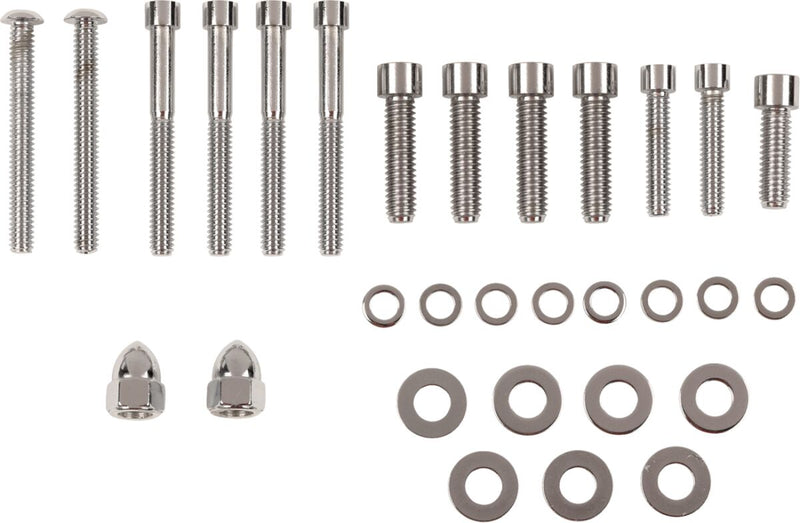 Drag Specialties Transmission End Cover and Bearing Support Plate Bolt Set Chrome Silver Smooth Socket-Head