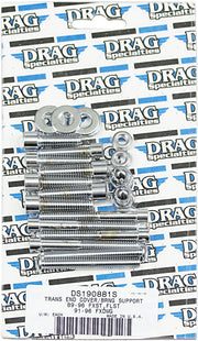 Drag Specialties Transmission End Cover and Bearing Support Plate Bolt Set Chrome Silver Smooth Socket-Head