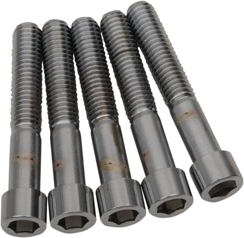 Drag Specialties Replacement Coarse Thread Socket-Head Bolts Chrome Polished Silver Smooth 5 Pack