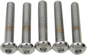 Drag Specialties Replacement Button Head Bolts Chrome Polished Silver 5 Pack - MPB824