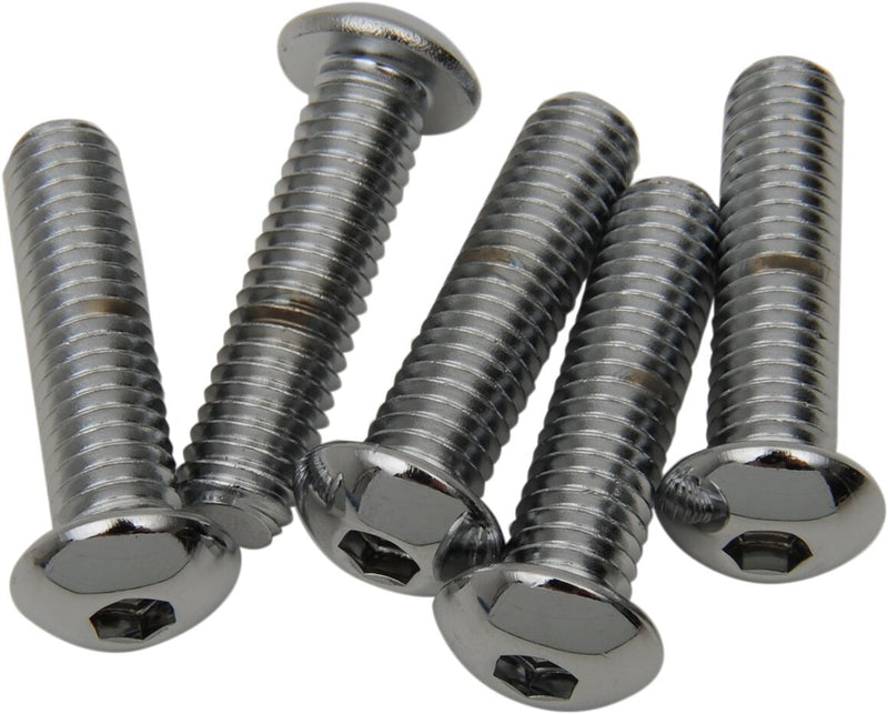 Drag Specialties Replacement Button Head Bolts Chrome Polished Silver 5 Pack