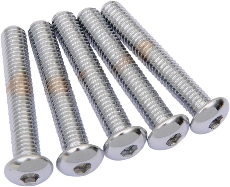 Drag Specialties Replacement Button Head Bolts Chrome Polished Silver 5 Pack - MPB832