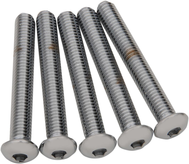 Drag Specialties Replacement Button Head Bolts Chrome Polished Silver 5 Pack - MPB836