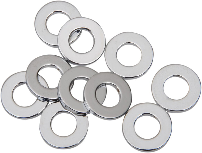 Drag Specialties Specialty Flat Washers Chrome Silver 10 Pack