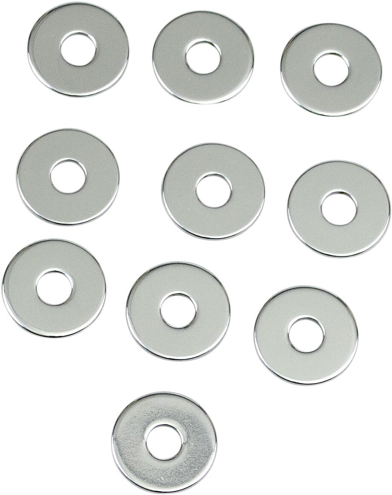 Drag Specialties Specialty Flat Washers Chrome Silver 10 Pack
