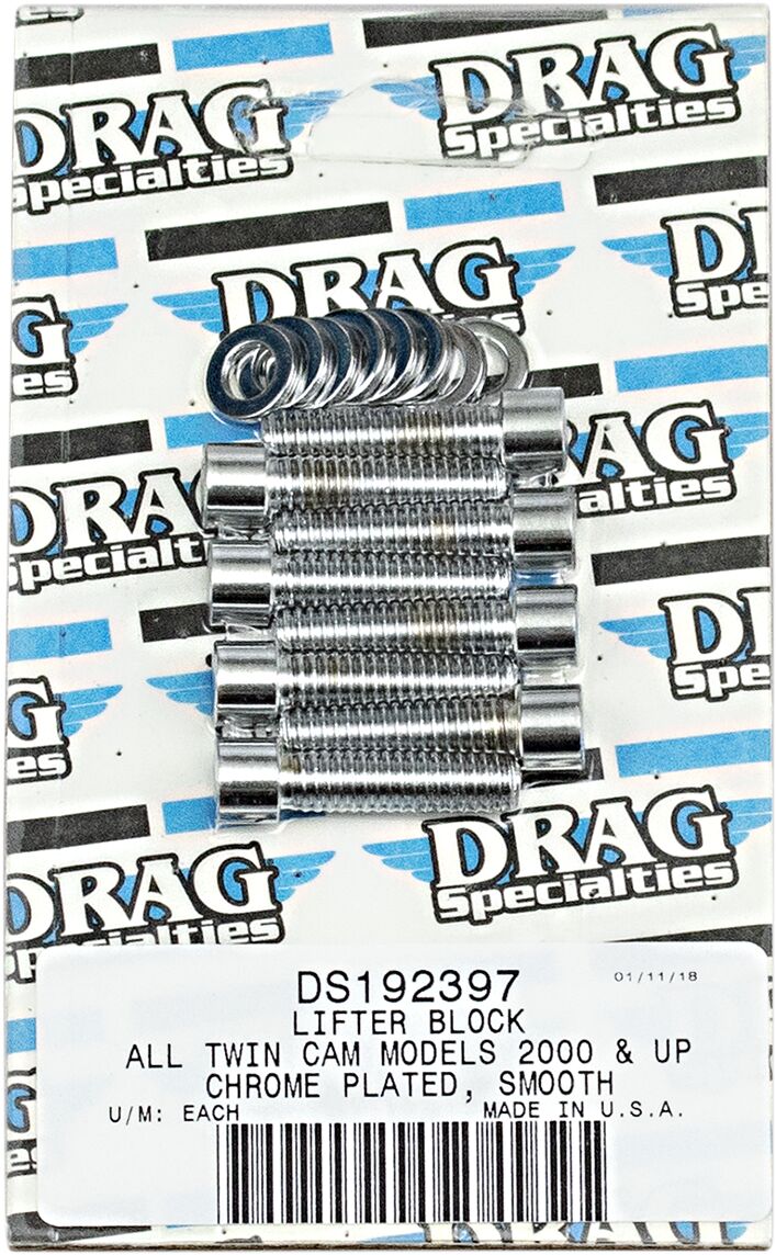 Drag Specialties Lifter Base Bolt Set Chrome Silver Smooth Socket-Head - MK378S