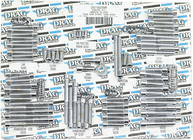 Drag Specialties Engine Case Bolt Set Chrome Silver Smooth Socket-Head