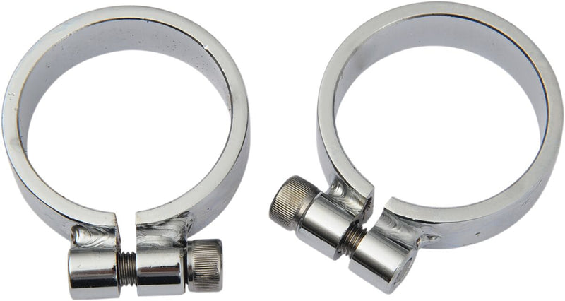 Drag Specialties Super Exhaust Port Clamps Chrome Heavy Duty Steel Pair - 061112-BC323