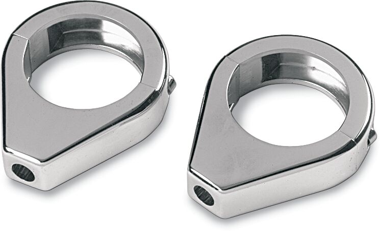 Drag Specialties Turn Signal Fork Clamps Chrome Smooth Front Pair - 12-6049-41BC114