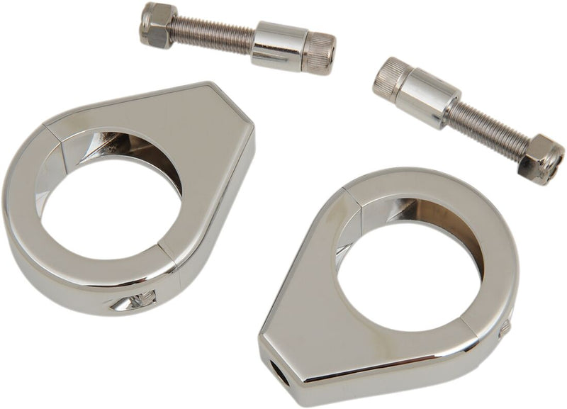 Drag Specialties Turn Signal Fork Clamps Chrome Smooth Front Pair