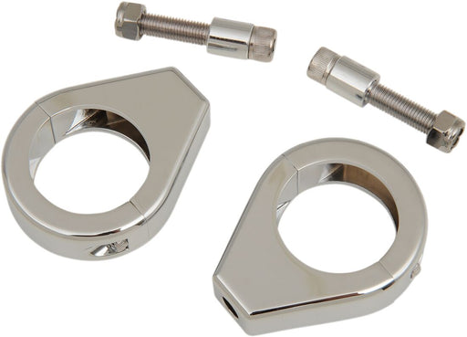 Drag Specialties Turn Signal Fork Clamps Chrome Smooth Front Pair