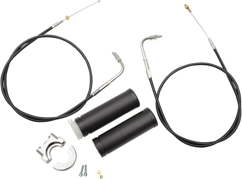 S&S Cycle Dual-Cable Throttle Assembly Kit Black Chrome Dual Cable Twist Throttle Throttle Cable