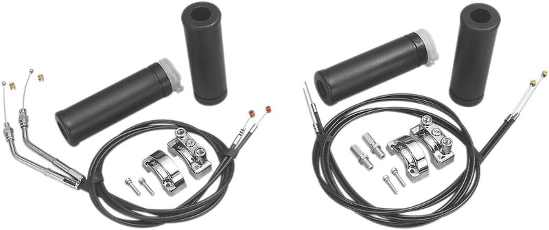 S&S Cycle Dual-Cable Throttle Assembly Kit Black Chrome Dual Cable Twist Throttle