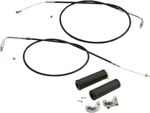 S&S Cycle Dual-Cable Throttle Assembly Kit Black Chrome Dual Cable Twist Throttle Throttle Cable
