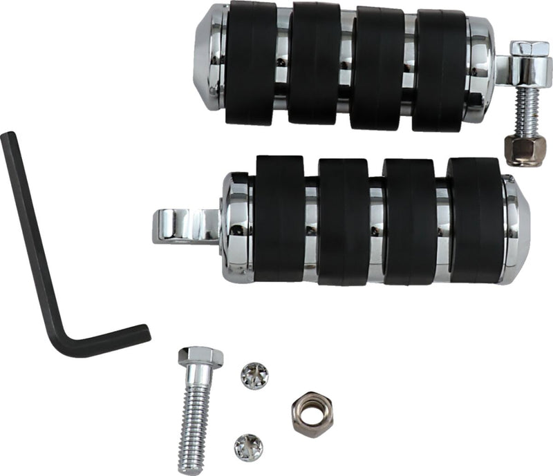 Kuryakyn ISO® Pegs Black Chrome Large Front Left Folding Neoprene Steel Pair