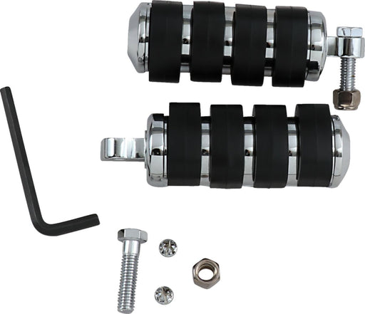 Kuryakyn ISO® Pegs Black Chrome Large Front Left Folding Neoprene Steel Pair