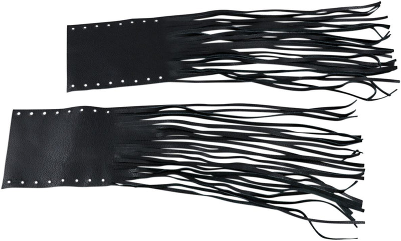 Drag Specialties Fringed Leather Grip Covers for Rubber Grips Black - DS243060