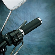Drag Specialties Textured Black Rubber Grips Chrome Cable Closed End Foam Pair