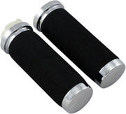Drag Specialties Sundance® Grips Black Chrome Cable Closed End Foam Neoprene Pair