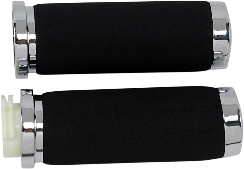Drag Specialties Sundance® Grips Black Chrome Cable Closed End Foam Neoprene Pair - 351358