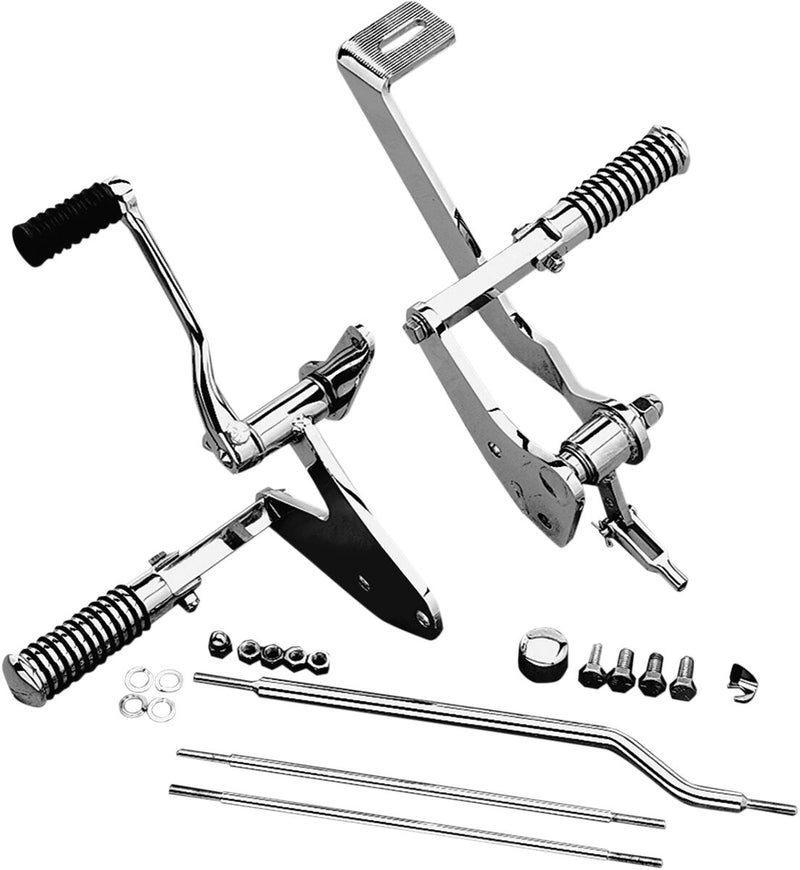 Drag Specialties Forward Control Kit With Pegs Black Chrome Silver Round Standard Complete Rubber Steel