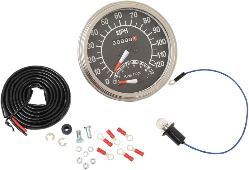 Drag Specialties 1:1 Speedometer 68-84 Face with Tachometer for 1971-1972,1980-1983 Harley-Davidson FXR and 1962-1980 Harley-Davidson Touring Motorcycles - 71478M