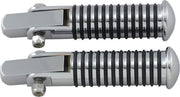 Drag Specialties Stud Mount Foot Pegs Sundance® Black Chrome Silver Studded Folding Steel Pair