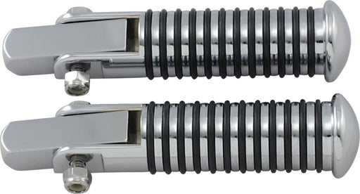 Drag Specialties Stud Mount Foot Pegs Sundance® Black Chrome Silver Studded Folding Steel Pair