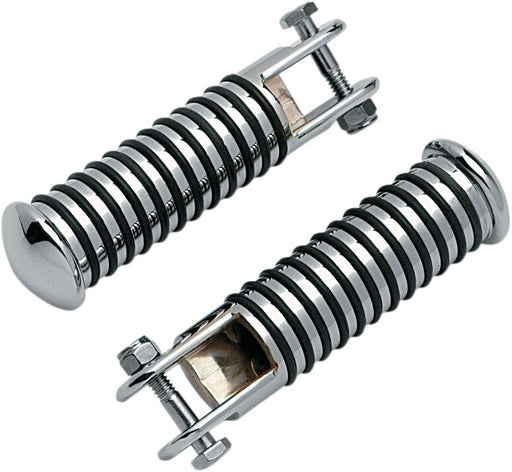 Drag Specialties Sundance® Foot Pegs Black Chrome Silver Female O-Ring 16 mm (5/8") Neoprene Steel Pair