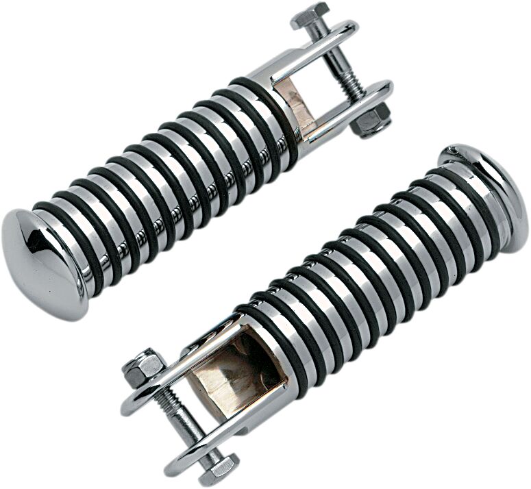 Drag Specialties Sundance® Foot Pegs Black Chrome Silver Female O-Ring 16 mm (5/8") Neoprene Steel Pair - 362096-BC3