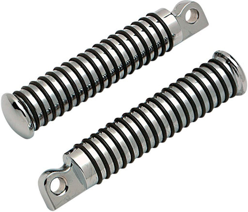 Drag Specialties Sundance® Foot Pegs Black Chrome Silver Male O-Ring 130 mm (5") Neoprene Steel Pair