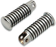 Drag Specialties Sundance® Foot Pegs Black Chrome Silver Female O-Ring Large Neoprene Steel Pair