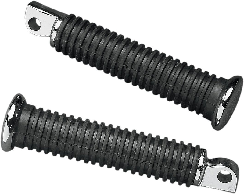 Drag Specialties Rubber Vibration-Absorbing Passenger Foot Pegs Black Chrome Extended Small Pair