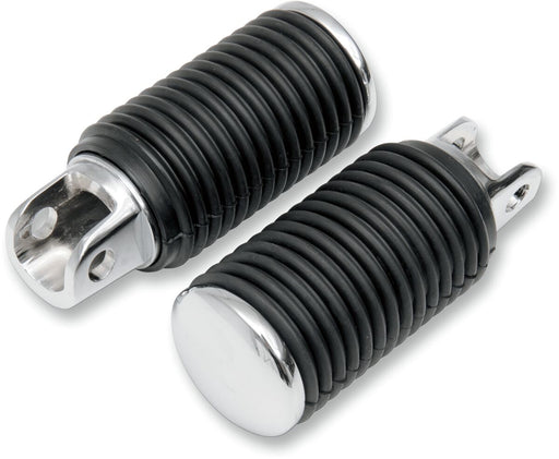 Drag Specialties Chrome Foot Pegs with Rubber Sleeves Black Rubber Sleeved Large Steel Pair