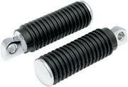 Drag Specialties Chrome Foot Pegs with Rubber Sleeves Black Rubber Sleeved Long Steel Pair