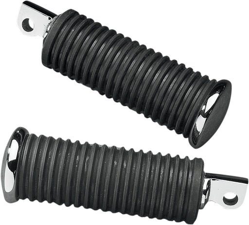 Drag Specialties Rubber Vibration-Absorbing Passenger Foot Pegs Black Chrome Standard Small Pair