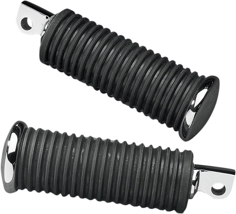 Drag Specialties Rubber Vibration-Absorbing Passenger Foot Pegs Black Chrome Standard Small Pair - 19135
